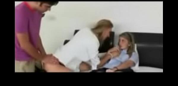  Cute Teen Tricked into a Threesome with Milf